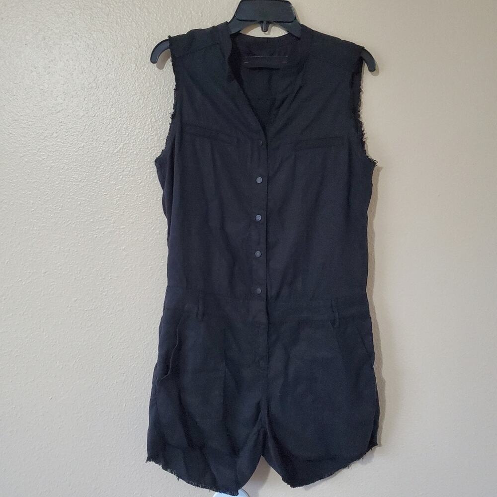 Etienne Marcel Black Sleeveless Button Down Romper